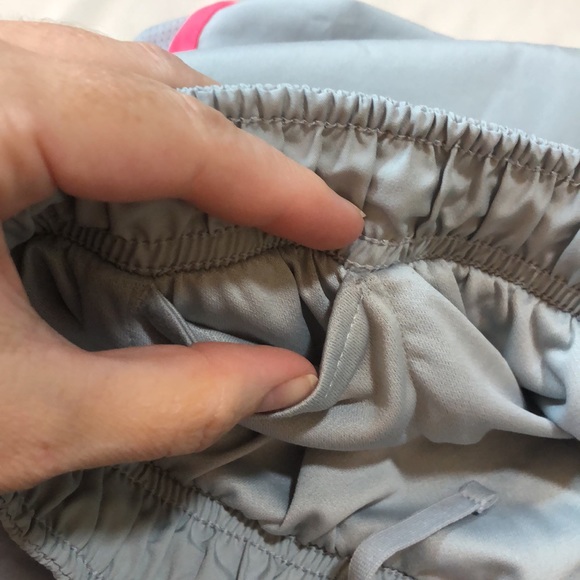 Nike dri fit small athletic shorts gray with pink stripes, built in panty - Picture 4 of 8